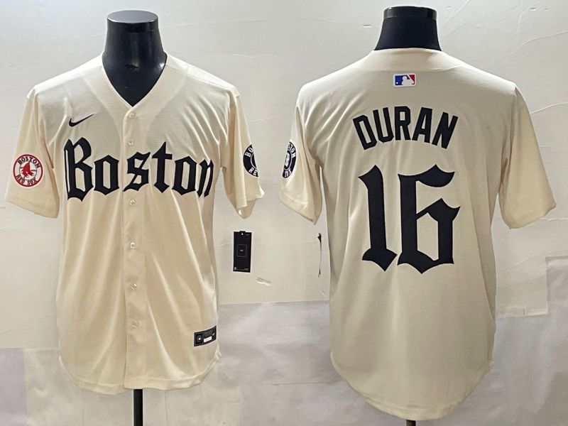 Men 2025 Boston Red Sox #16 Duran Cream Five generations Joint Name Nike MLB Jersey style 16->boston red sox->MLB Jersey